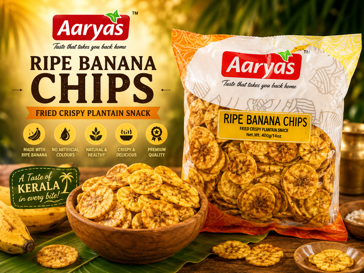 Aaryas Ripe Banana chips 400g